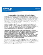 Business Plan for An Established Business